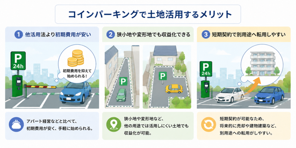コインパーキングで土地活用するメリット